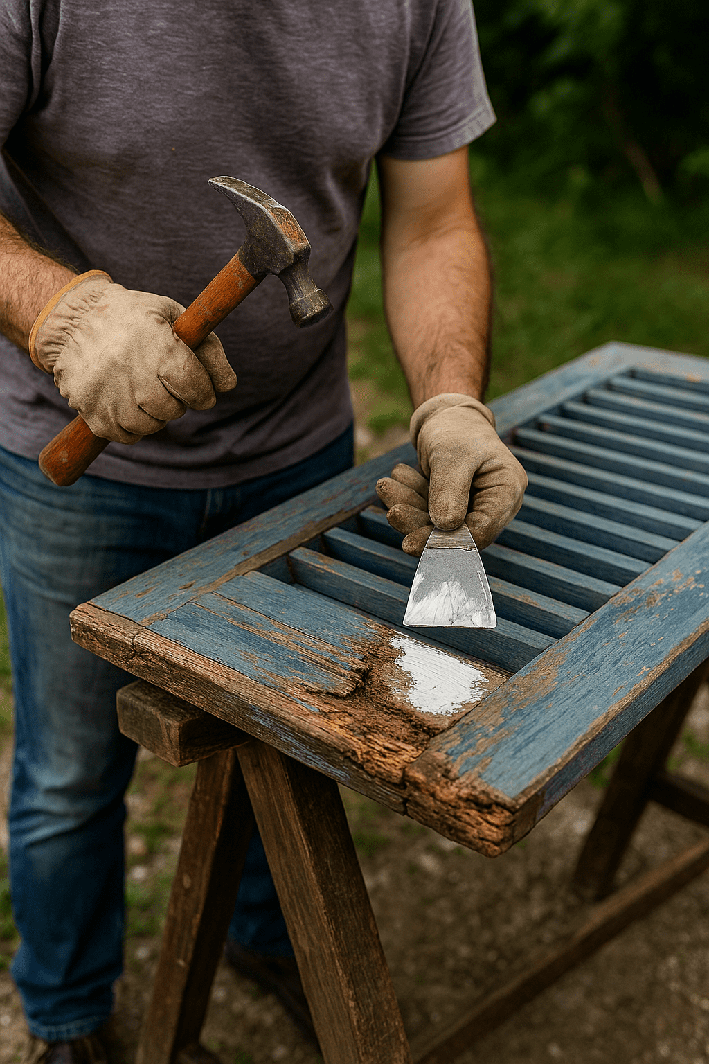 Réparer un volet en bois pas à pas 1 Réparation volet en bois