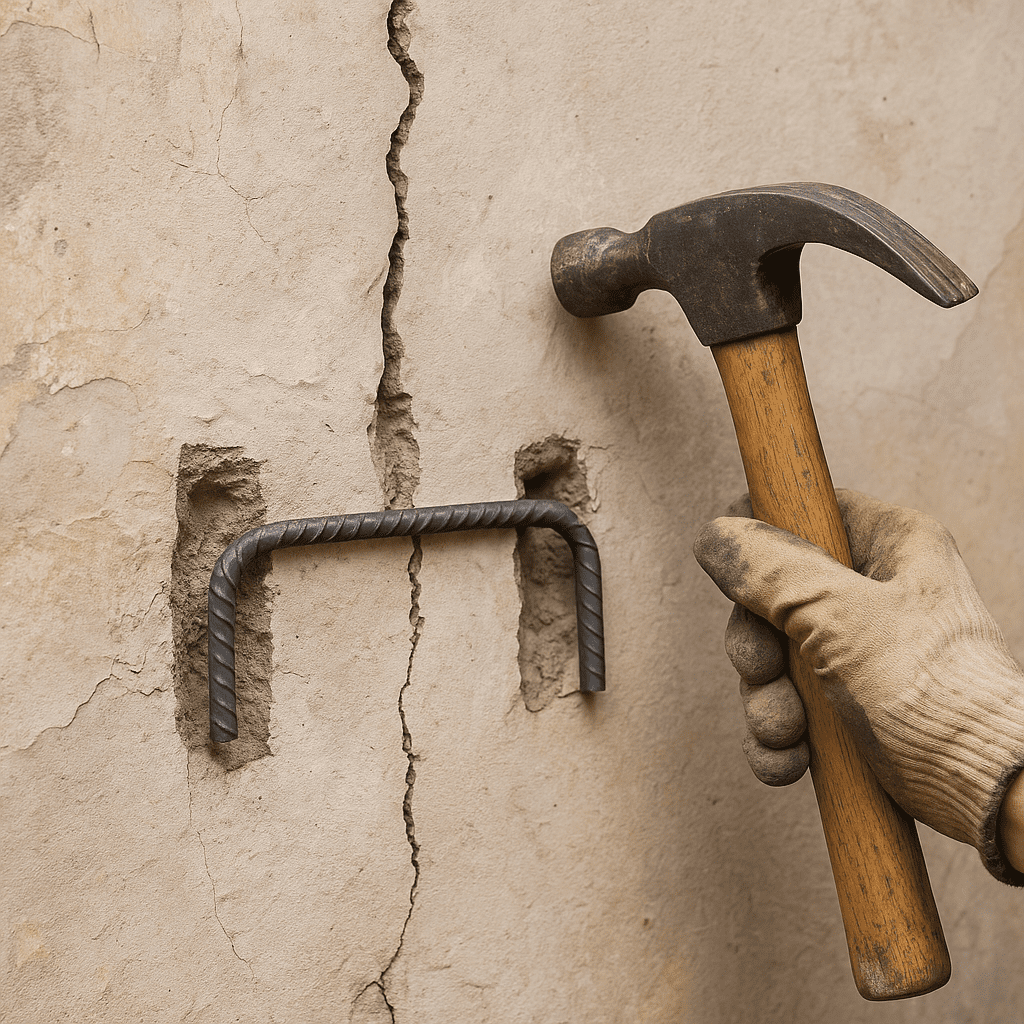 agrafes mur fissuré