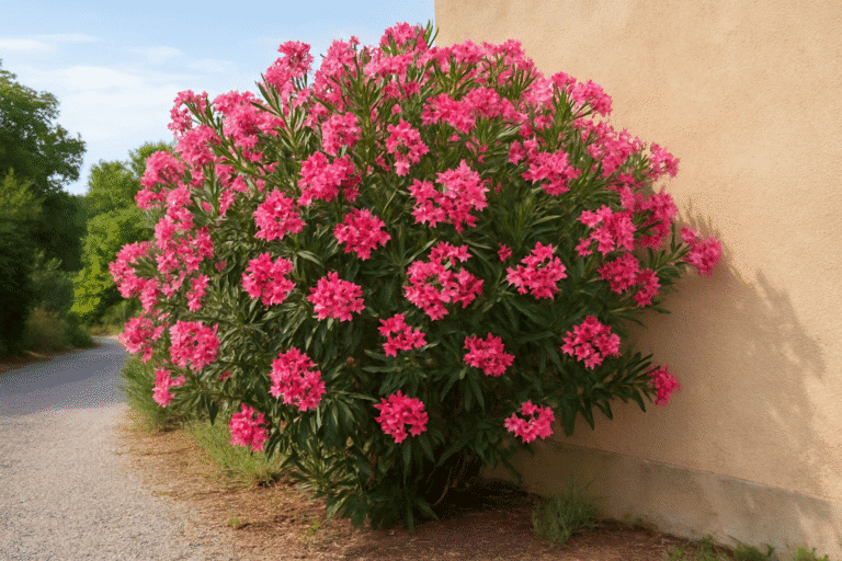 laurier rose contre mur