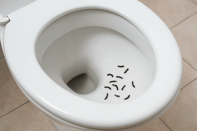 vers dans les toilettes