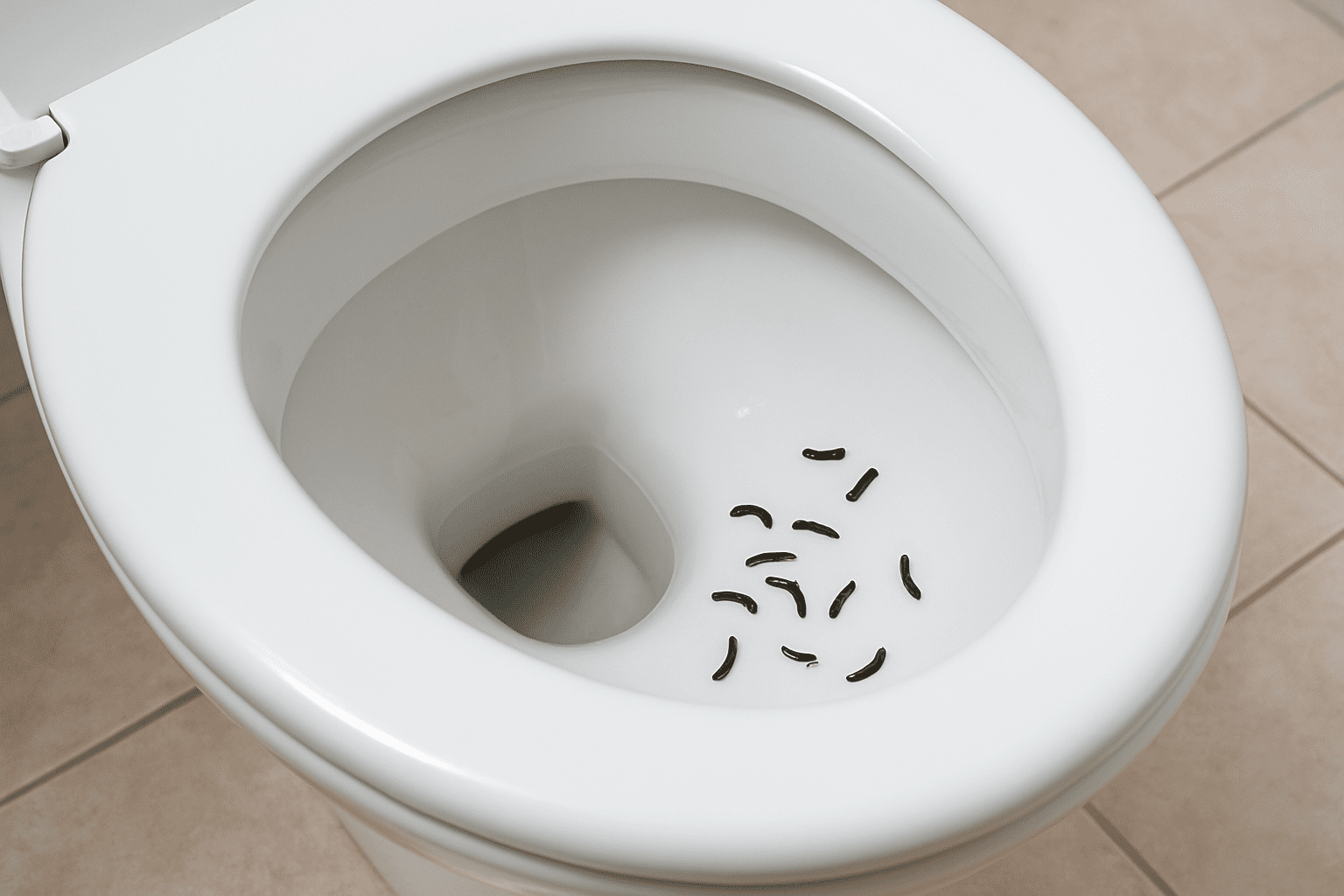 vers dans les toilettes